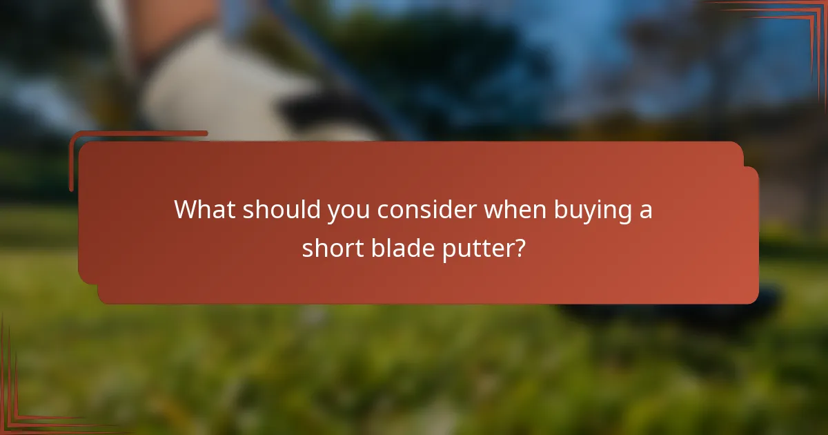 What should you consider when buying a short blade putter?