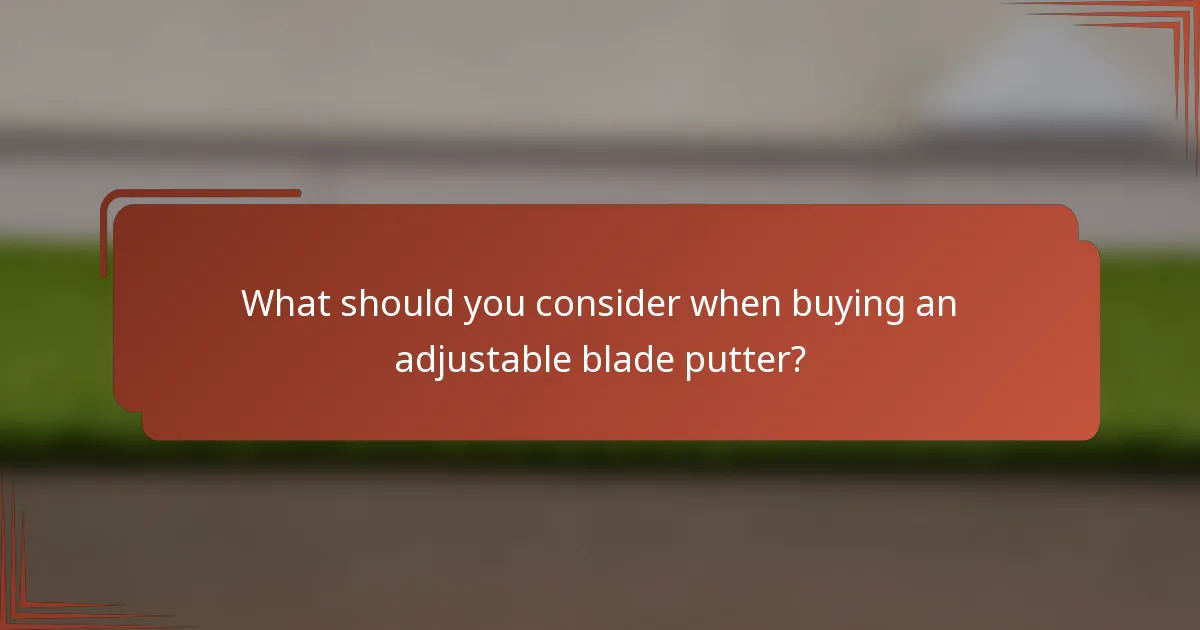What should you consider when buying an adjustable blade putter?