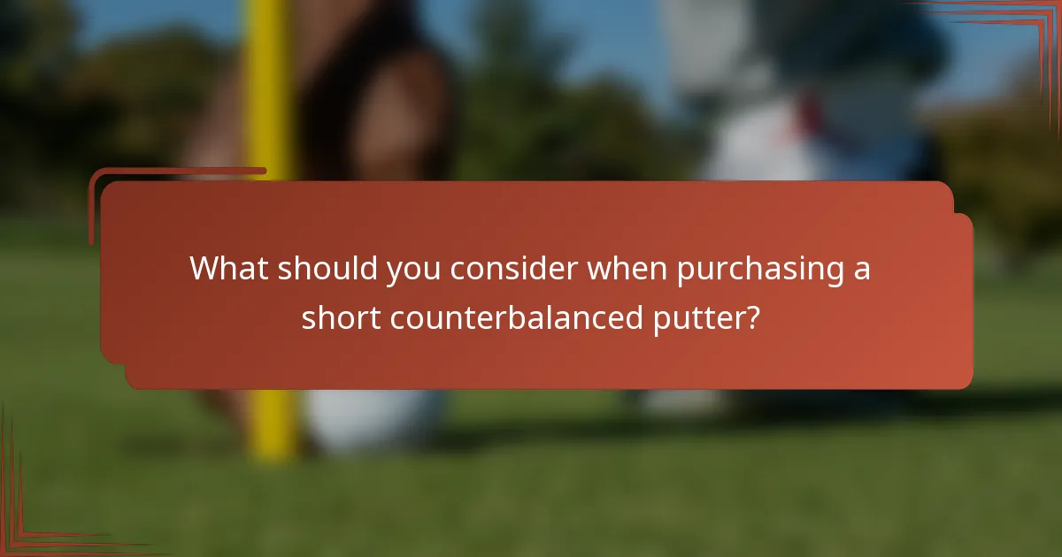 What should you consider when purchasing a short counterbalanced putter?